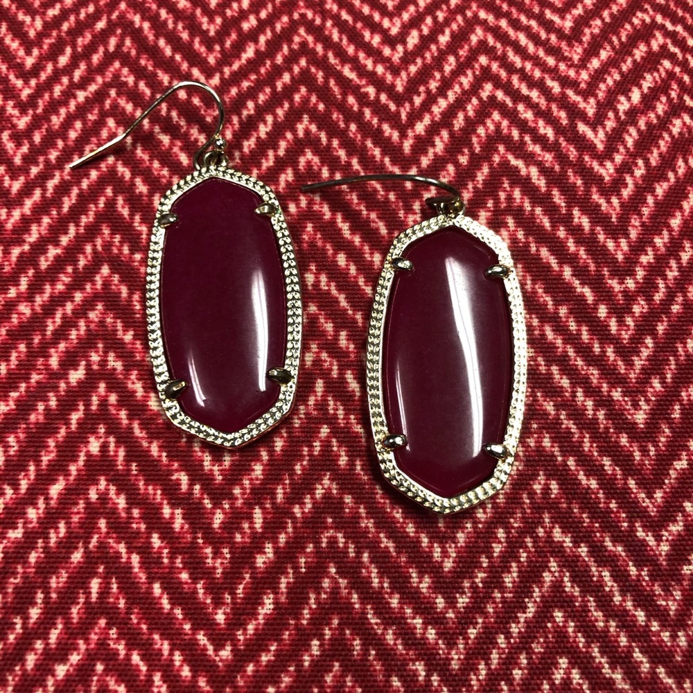Elle Gold Drop Earrings In Maroon Jade